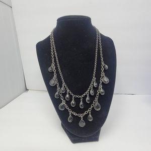 Cookie Lee Smokey tone and black rhinestone double stand necklace Length